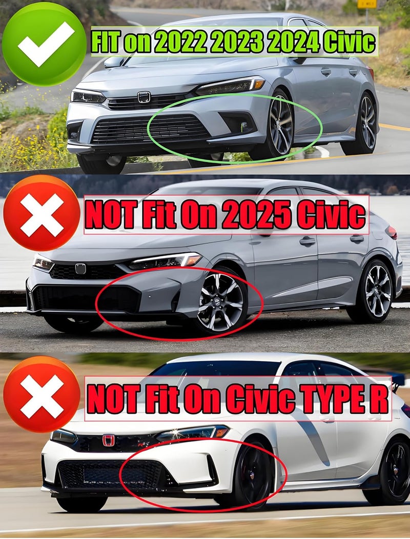 Sts.Ev01 Front Bumper Lip Splitter Spoiler Fit for Honda Civic Hatchback/Sedan/EX/EX-L/LX/Sport/Touring 2022 2023 2024, 3pcs Air Dam Chin Body Kit Underbody Lip Accessories (Carbon Fiber Style) - Image 2